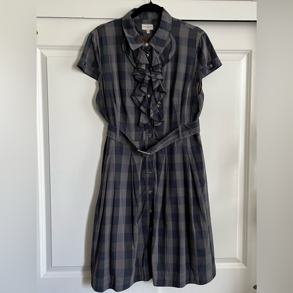 Vintage Karen Millen Plaid Dress with Belt - Picture 2 of 14
